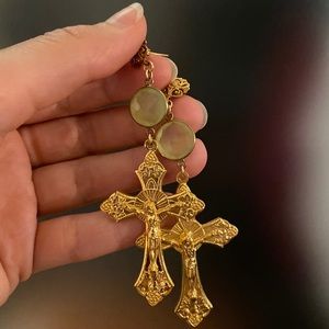 Gem and cross earrings